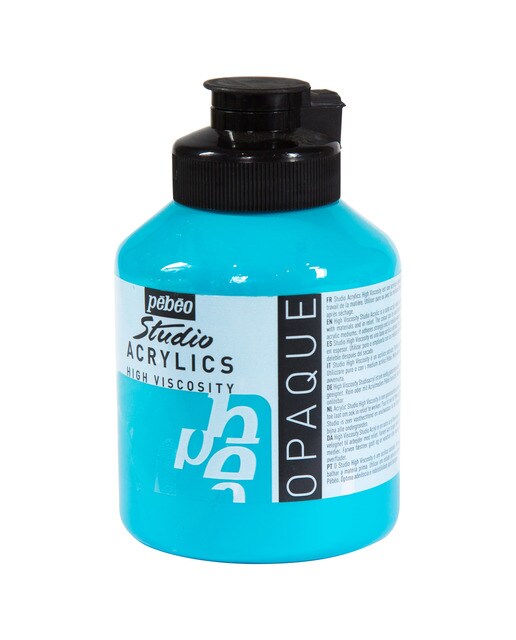 Frasco Acrílico Fino Studio Acrylics 500 ml - Azul Turquesa Azul-turquesa-1