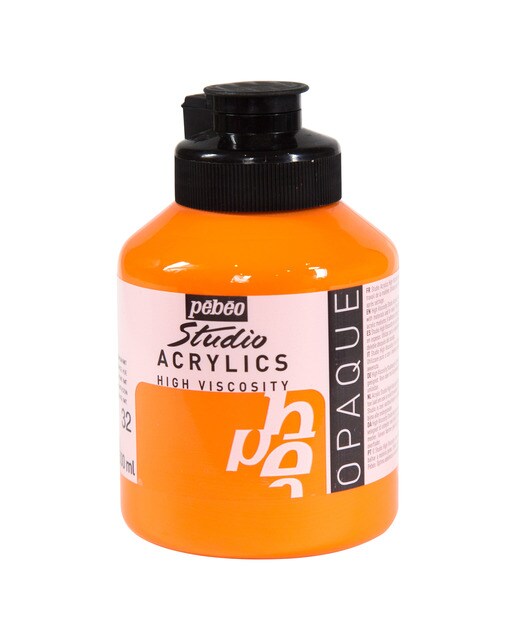 Frasco Acrílico Fino Studio Acrylics 500 ml - Laranja Cádmio Imitação Laranja-1