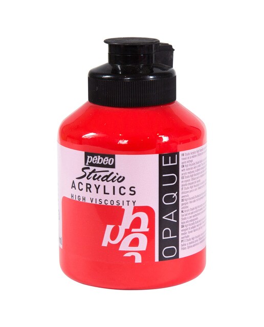 Frasco Acrílico Fino Studio Acrylics 500 ml - Vermelho Cádmio Imitação Vermelho-1