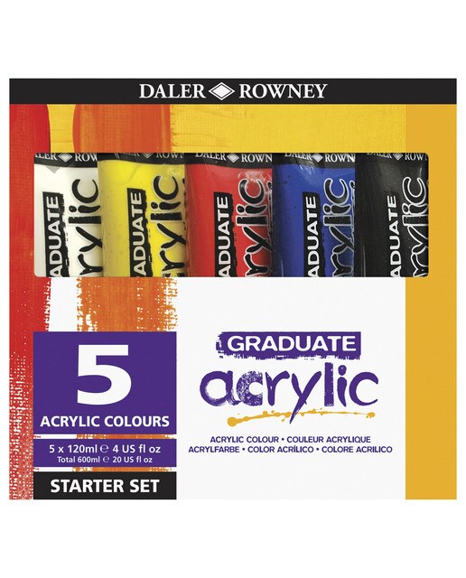 Set de iniciación colores acrílicos 5x120ml Graduate Daler Rowney 1