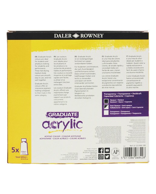 Set de iniciación colores acrílicos 5x120ml Graduate Daler Rowney 4