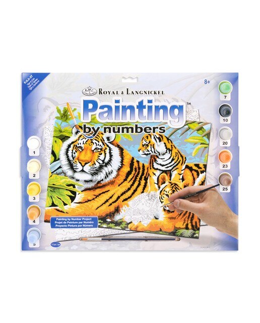 Lámina pintar por números adulto dibujo Tigre y cachorros Royal & Langnickel 1