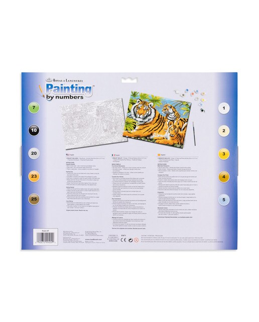 Lámina pintar por números adulto dibujo Tigre y cachorros Royal & Langnickel 2