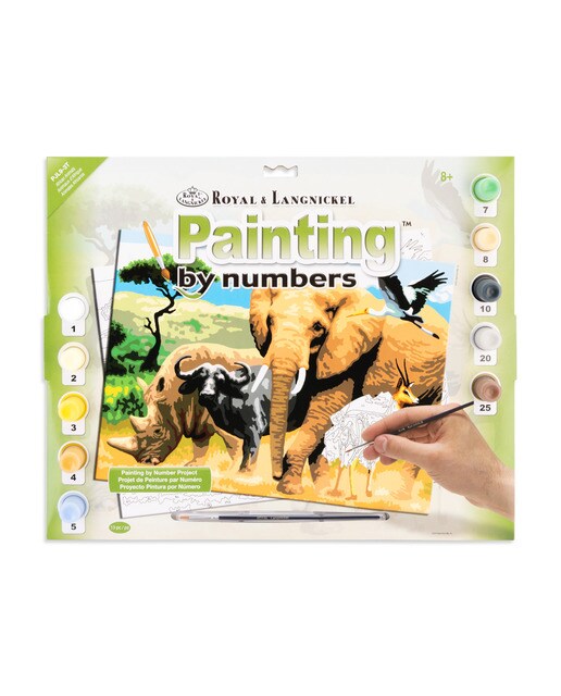 Lámina pintar por números adulto dibujo Animales africanos Royal & Langnickel 1