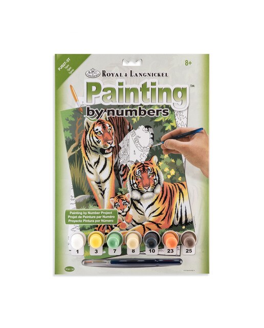 Folha pintar por números desenho infantil Tigres Royal & Langnickel 1