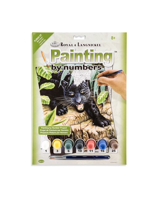 Lámina pintar por números infantil dibujo Leopardo negro Royal & Langnickel 1
