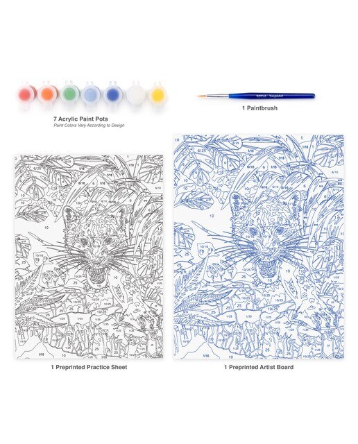 Lámina pintar por números infantil dibujo Leopardo negro Royal & Langnickel 4