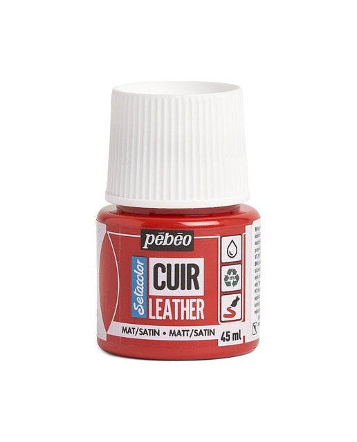 Tinta para couro 45ml Pebeo vermelho intenso 1
