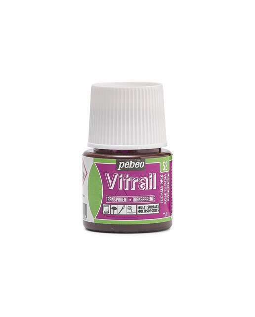 Tinta transparente para vitrais 45ml Pebeo rosa fúcsia 1