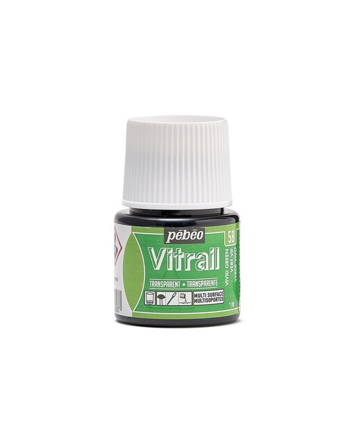 Tinta Vitrail Trasparente 45ml Pebeo Verde Vivo 1
