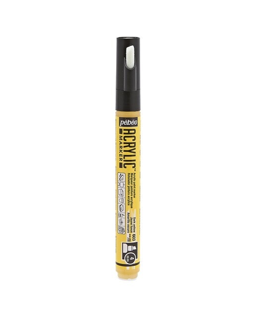 Marcador acrílico ponta biselada 4mm Pebeo amarelo escuro Amarelo-Escuro-1