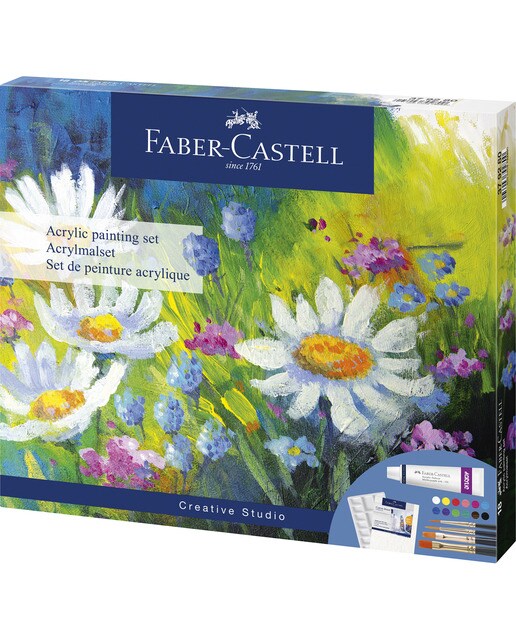 Imagem 0 de Pacote de tintas acrílicas com 18 peças especial para principiantes Faber-Castell