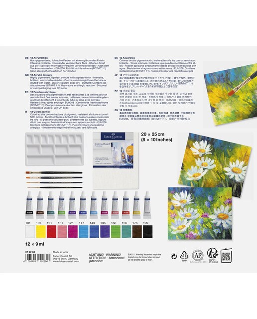 Pacote de tintas acrílicas com 18 peças especial para principiantes Faber-Castell Multicolor-2
