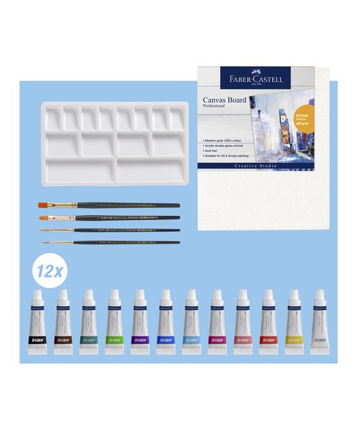 Pacote de tintas acrílicas com 18 peças especial para principiantes Faber-Castell Multicolor-3
