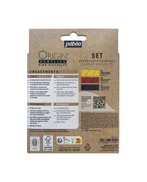 Acrilico mate set 3x 60 ml origin primarios 2