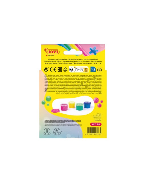 GOUACHE TEMPERA 4 garrafas Jovi Glitter Multicolor-2