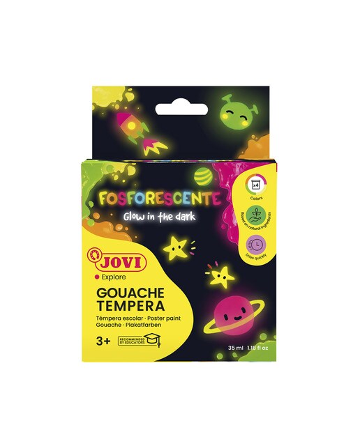 GOUACHE TEMPERA + 4 potes Jovi Fosforescente Multicolor-1