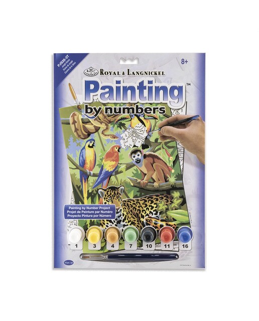 Pintar por números Pjs28 com desenhos e pincel de animais da selva Royal Langnickel 1
