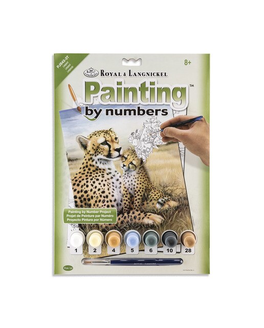 Pintar por números Pjs43 con pinturas y pincel dibujo de leopardos marca Royal Langnickel 1
