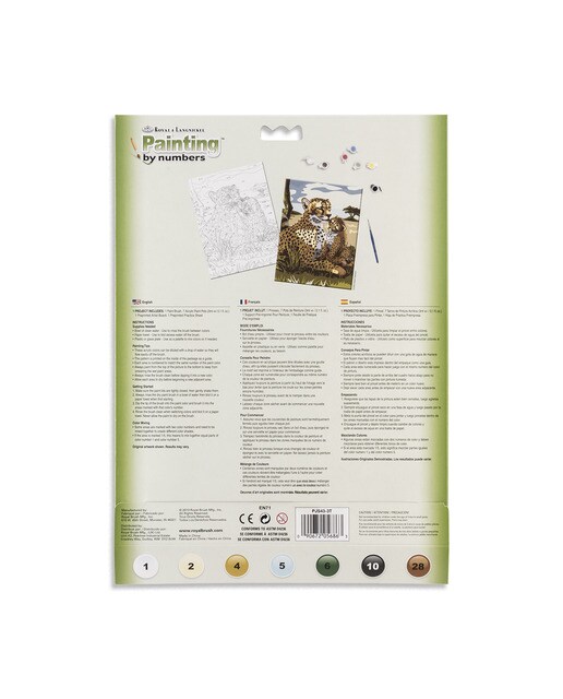 Pintar por números Pjs43 con pinturas y pincel dibujo de leopardos marca Royal Langnickel 2
