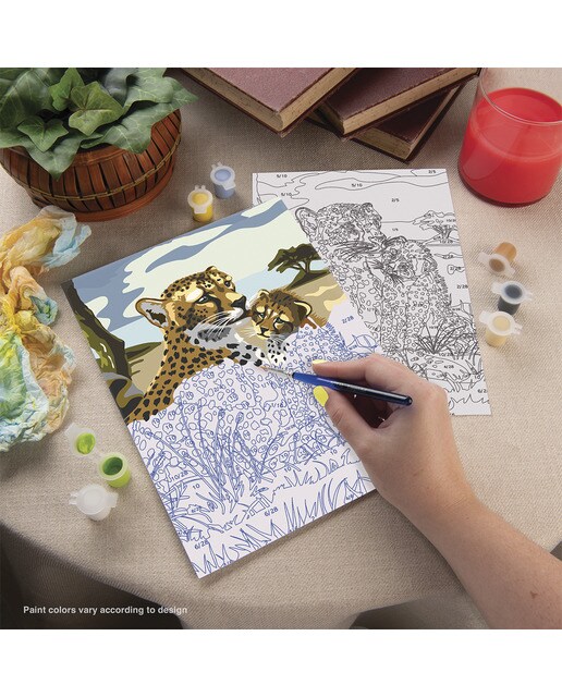 Pintar por números Pjs43 con pinturas y pincel dibujo de leopardos marca Royal Langnickel 3