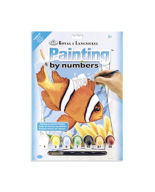 Pintar por números Pjs56 con pinturas y pincel dibujo de pez payaso marca Royal Langnickel