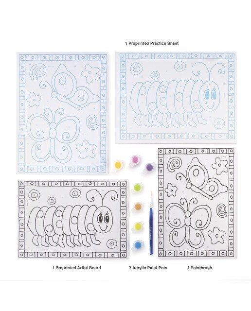 Pintar por números MFP202 com desenhos e pincel de borboleta e minhoca Royal Langnickel 4