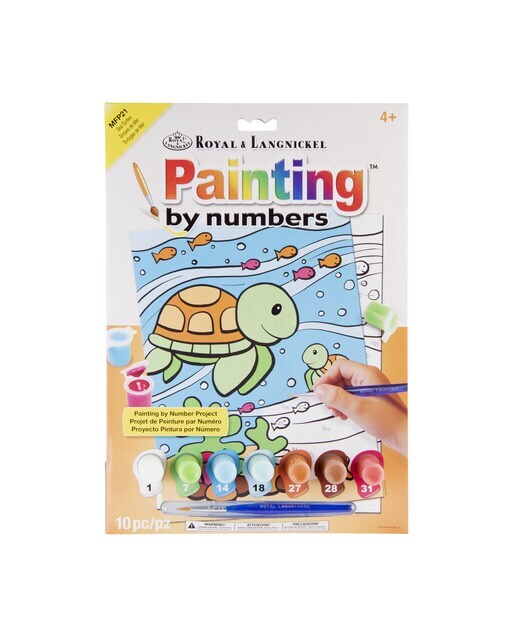 Pintar por números MFP201 con pinturas y pincel dibujo perrito y gatito marca Royal Langnickel