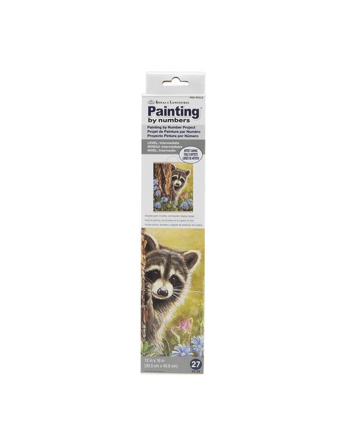 Pintura por números PBN-ROLL6 com tela suspensa, tintas e pincéis, desenho de Guaxinim admirador secreto da Royal Langnickel 1