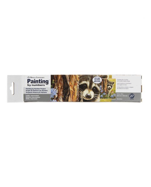 Pintura por números PBN-ROLL6 com tela suspensa, tintas e pincéis, desenho de Guaxinim admirador secreto da Royal Langnickel 2
