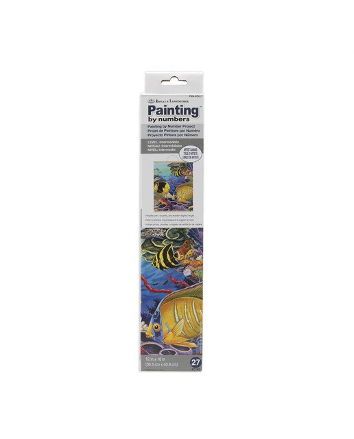 Pintar por números PBN-ROLL7 con lienzo para colgar, pinturas y pinceles, dibujo arrecife de coral del Caribe marca Royal Langnickel 1
