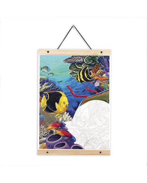 Pintar por números PBN-ROLL7 con lienzo para colgar, pinturas y pinceles, dibujo arrecife de coral del Caribe marca Royal Langnickel 6