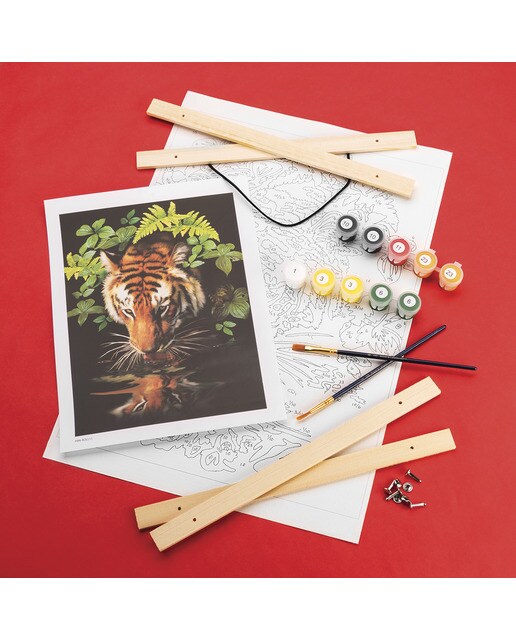 Pintura por números PBN-ROLL11 com tela suspensa, tintas e pincéis, desenho de tigre a beber da Royal Langnickel 4