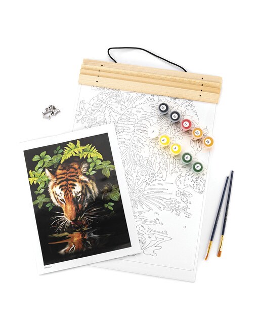 Pintura por números PBN-ROLL11 com tela suspensa, tintas e pincéis, desenho de tigre a beber da Royal Langnickel 5