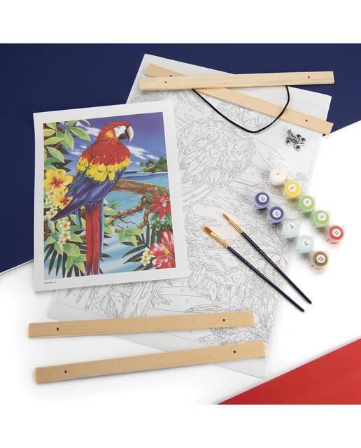 Pintar por números PBN-ROLL12 con lienzo para colgar, pinturas y pinceles, dibujo Guacamayo rojo escarlata marca Royal Langnickel 3