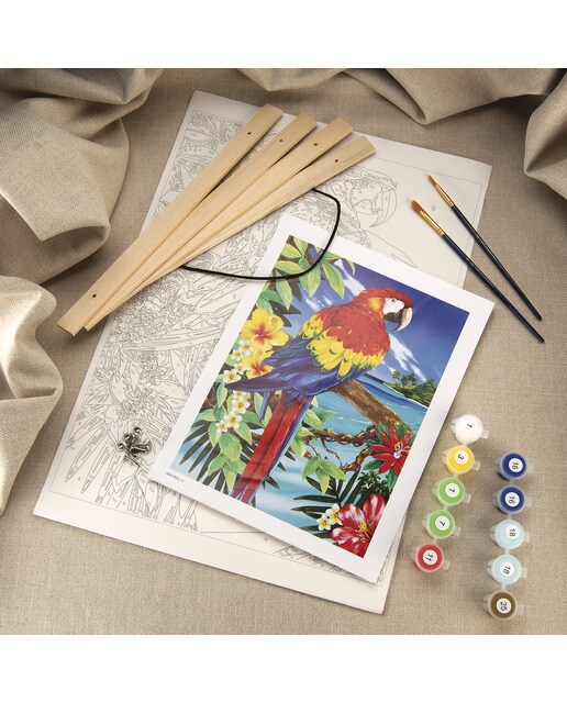 Pintar por números PBN-ROLL12 con lienzo para colgar, pinturas y pinceles, dibujo Guacamayo rojo escarlata marca Royal Langnickel 4