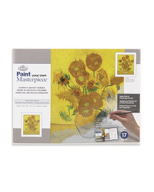Pintar por números obra maestra POMA2 con lienzo y pinturas Los Girasoles de Van Gogh marca Royal Langnickel