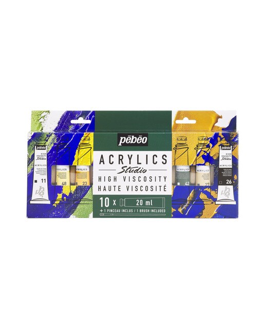 Imagem 0 de Conjunto de studio Acrylics 10 tubos 20 ml sortidos com pincel Pebeo - Artigo Sortido. Envio realizado de forma aleatória