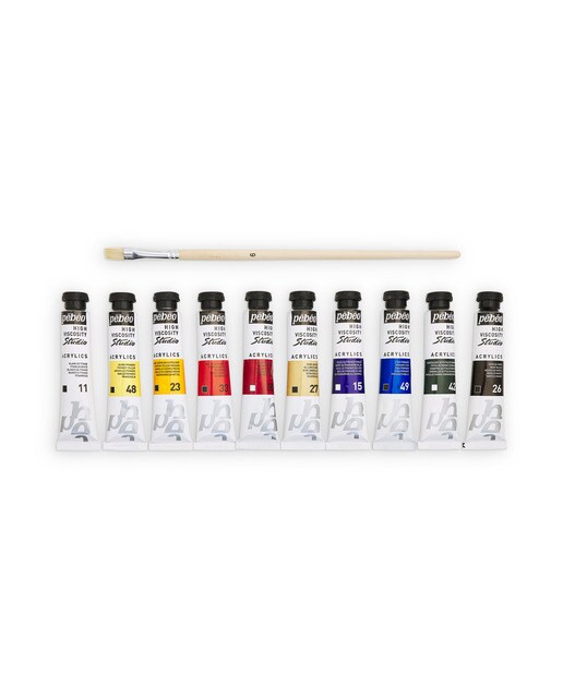Conjunto de studio Acrylics 10 tubos 20 ml sortidos com pincel Pebeo - Artigo Sortido. Envio realizado de forma aleatória 2