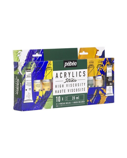 Conjunto de studio Acrylics 10 tubos 20 ml sortidos com pincel Pebeo - Artigo Sortido. Envio realizado de forma aleatória 4