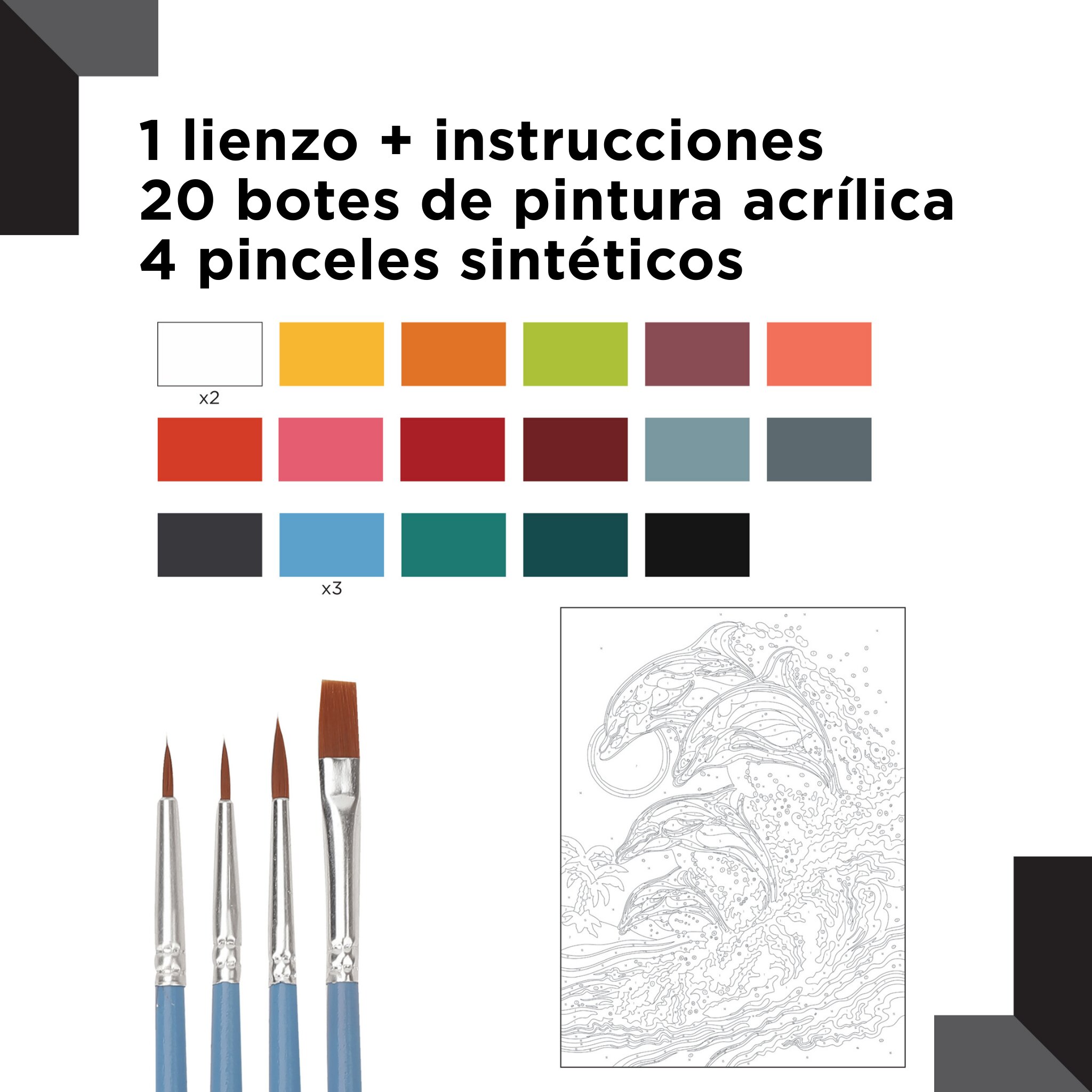 Pintar por números Reeves Delfines 4