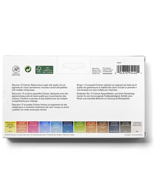 Pack de 12 Tubos de 8 ml de Aguarela Cotman Winsor & Newton Multicolor 4