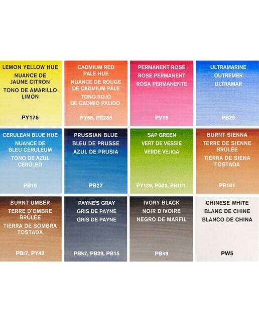 Pack de 12 Tubos de 8 ml de Aguarela Cotman Winsor & Newton Multicolor 7