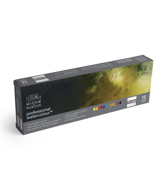Caixa Metálica Esmaltada Resistente de 12 Meios Godés de Aguarela Extra Fina Black Box Winsor & Newton Multicolor 3