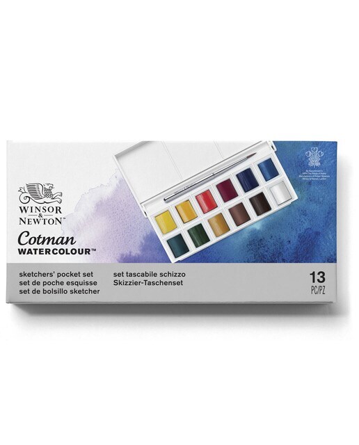 Caja de 12 Medio Godets de Acuarela Esbozo Cotman Winsor & Newton Azul