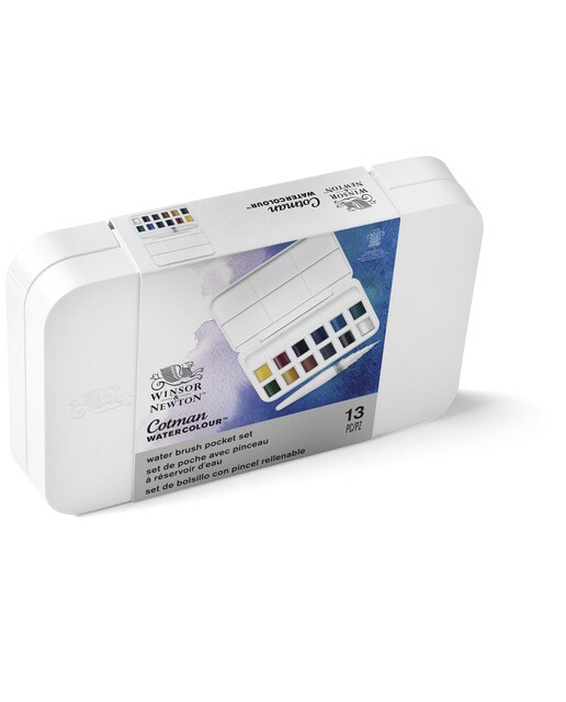 Conjunto de Aguarela com Pincel com Depósito de Água Cotman Winsor & Newton Multicolor 3
