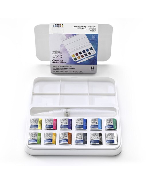 Conjunto de Aguarela com Pincel com Depósito de Água Cotman Winsor & Newton Multicolor 4