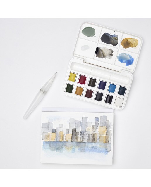 Conjunto de Aguarela com Pincel com Depósito de Água Cotman Winsor & Newton Multicolor 5