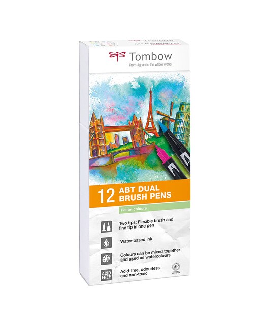 Estojo de 12 marcadores ABT cores Pastel Multicolor-1