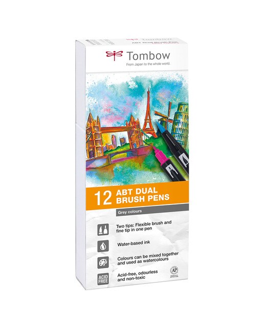 Pack 12 Rotuladores ABT Tombow Colores Grises Gris-1